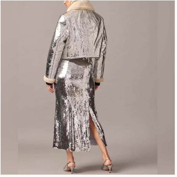 J.Crew Collection Sequin Skirt in Silver 00 - Picture 2 of 16